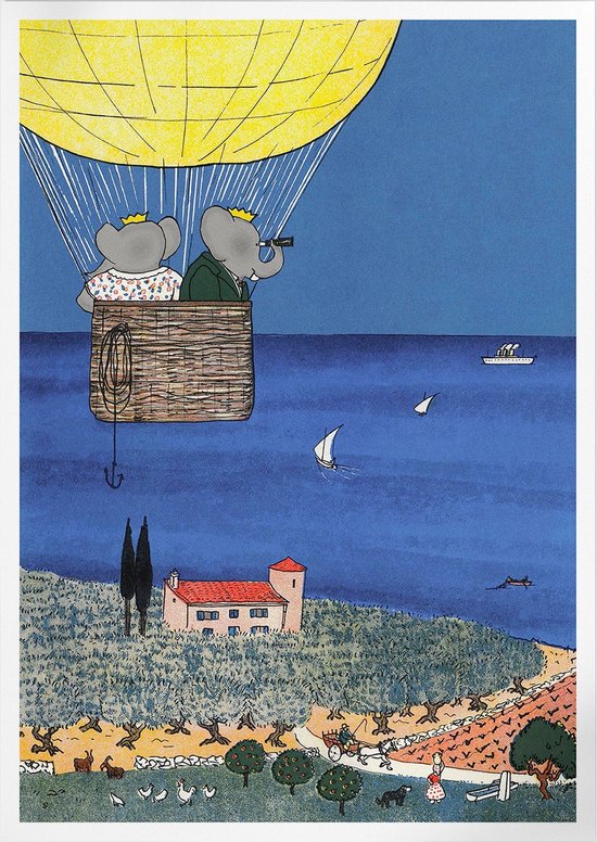 Babar Et Céleste En Ballon | Éléphant Babar Poster | B2 : 50x70 cm