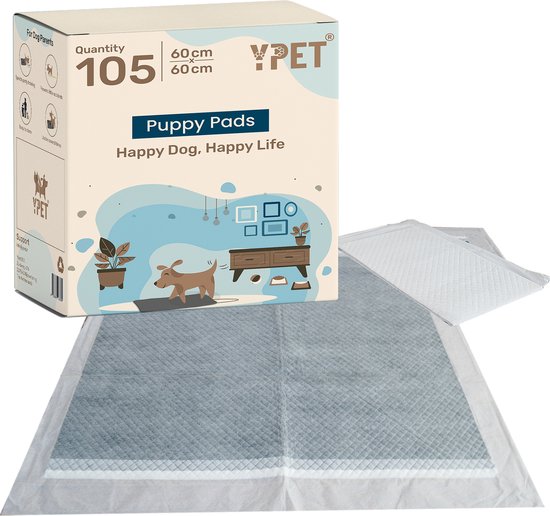 Ypet Puppy Pads - 105 Stuks - Zindelijkheidstraining voor Honden - Trainingsmatjes - Hondentoilet - 60x60cm