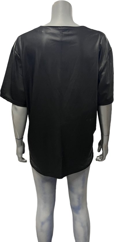 Noir - Zwarte Shirt Met Doorschijnende Voorkant - Maat XXL - Noir