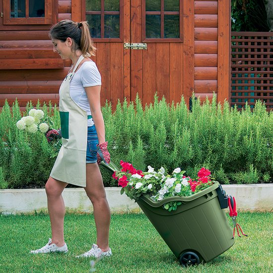 Tuinkar - Tuintrolley - Afvalkar - Afvaltrolley - Kruiwagen - 50 Liter - Grijs
