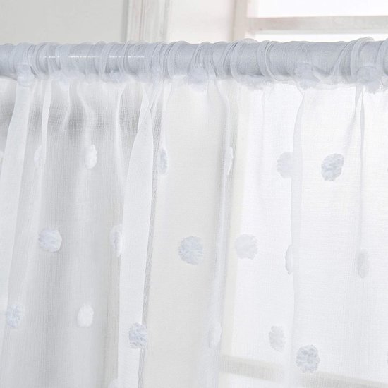 Betos Demi-Rideaux Courts Voile Carreaux 2 Panneaux 68x90 Cm - Rideaux Café Cuisine Salle De Bain Noir Et Blanc