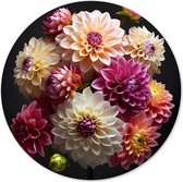 Graphic Message - Print op Dibond Wandcirkel - Dahlia's - Dahlia Bloemen - Wanddecoratie Muurcirkel