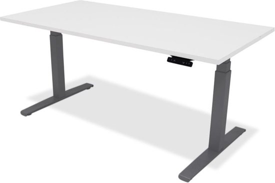 Zit sta bureau - hoog laag bureau - staan zit bureau - staand bureau – verstelbaar bureau – game bureau – 120 x 80 cm – aluminium onderstel – wit bureaublad