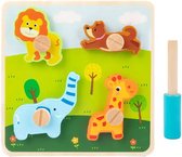 Houten puzzel dieren - Vanaf 18 maanden - Kinderpuzzel - Educatief montessori speelgoed - Grapat en Grimms style