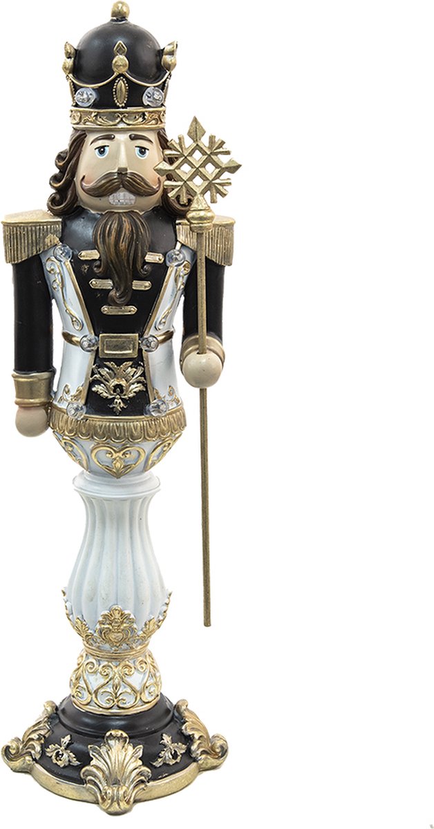 HAES deco Kerst Notenkraker Kleur Zwart Formaat 21x20x67 cm Materiaal Polyresin Notenkraker Figuur Notenkraker Soldaat Kerstfiguur Kerstdecoratie