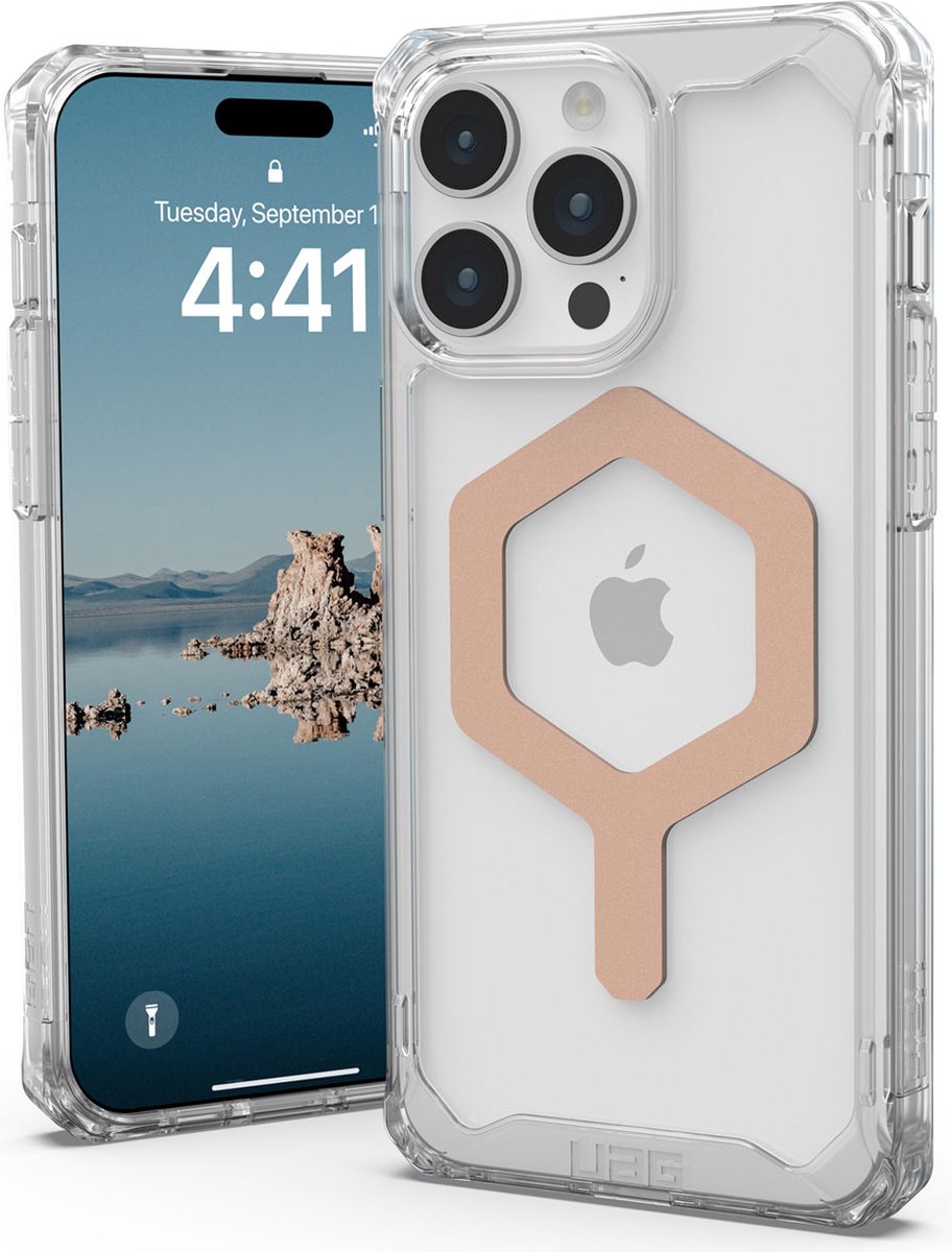 UAG - Plyo Mag geschikt voor iPhone 15 Pro Max Hoesje - transparant/rose gold