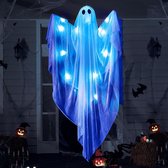 Oplichtend spook met blauw LED-licht voor Halloween, 119 cm, beste Halloween-decoratie voor je voortuin, gazon, tuin, feestje, inrichting, binnen, buiten