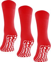 Budino Huissokken set - Antislip sokken - 3 paar - maat 39-42 - Rood