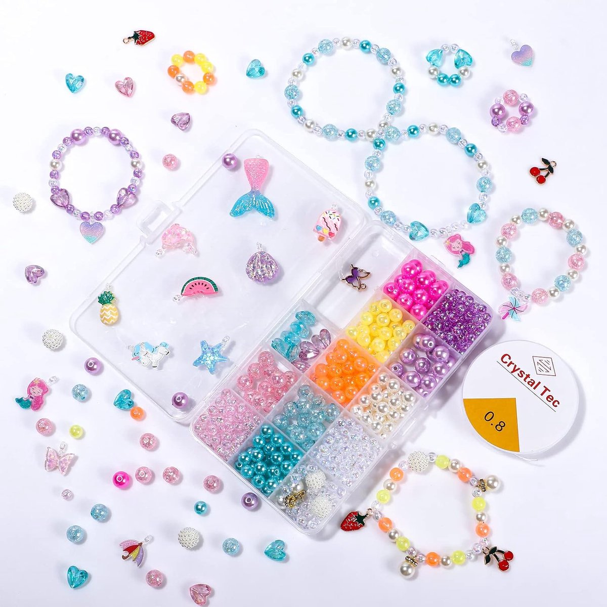 KIARA Enfants DIY Perles Pour Bijoux Bracelet Colliers String Faisant Kit,  Amitié