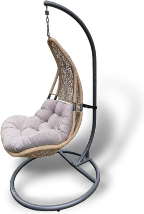 egg chair - hangstoel - demontabel - inclusief frame en kussen - taupe