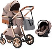 Merkloos Kinderwagen 3 in 1 Beige Luxe  All-terrain 4 wielen 