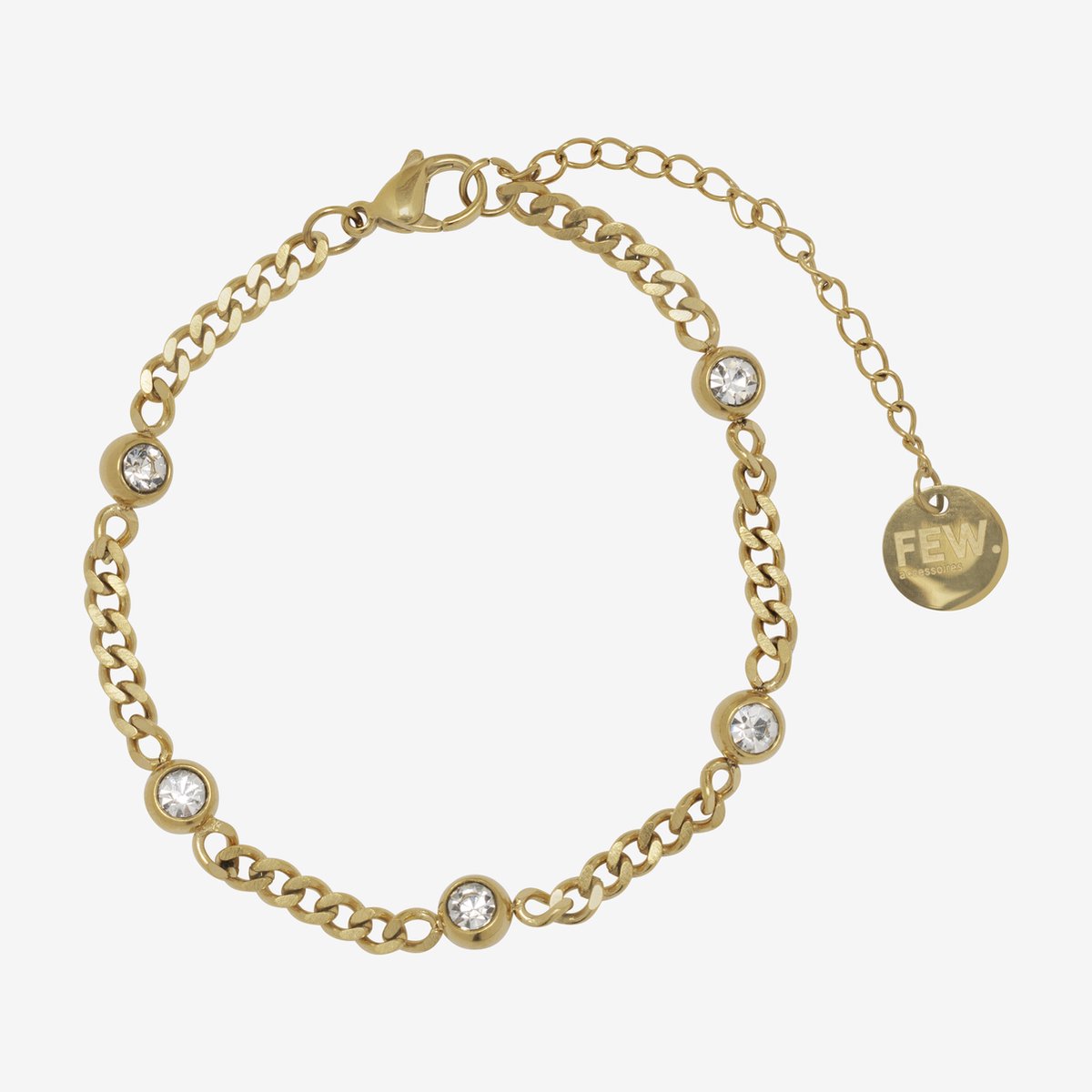 Essenza Large White Stones Bracelet Gold