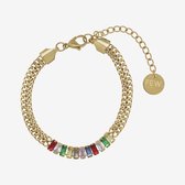 Essenza Mix Chain Color Stones Bracelet Gold