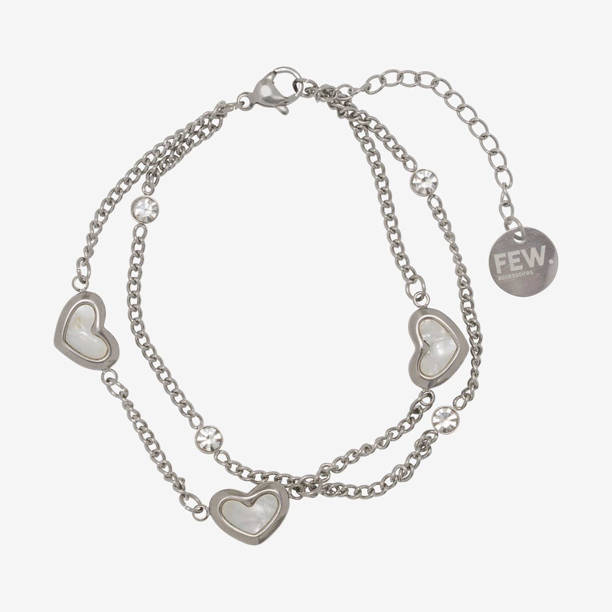 Essenza Hearts Stones Bracelet Silver
