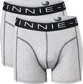 Vinnie-G Boxershorts 2-pack Grey Melange Stitches - Maat M - Heren Onderbroeken Grijs - Geen irritante Labels - Katoen heren ondergoed