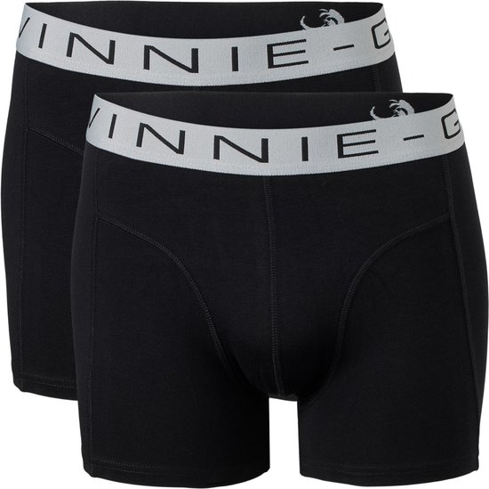 Vinnie-G Boxershorts 2-pack Black/Grey - Maat S - Heren Onderbroeken Zwart met grijze band - Geen irritante Labels - Katoen heren ondergoed
