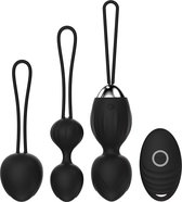 Playbird® - Kegel Ball Training gevorderde - set van 3 balls met afstandsbediening - zwart