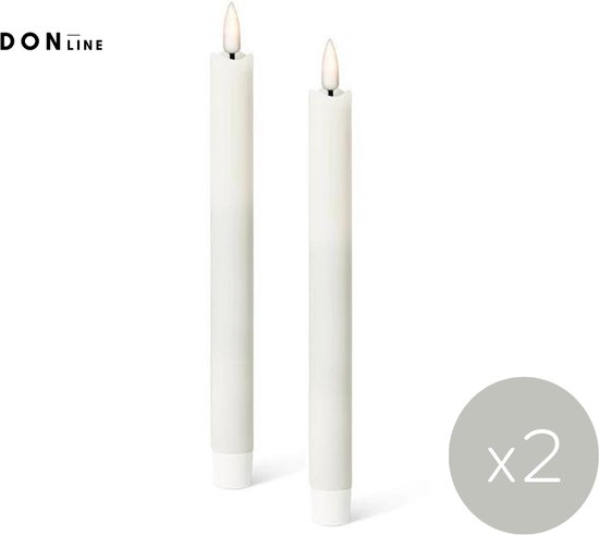 2 Stuks LED Kaarsen met bewegende vlam - Dinerkaars - Wit