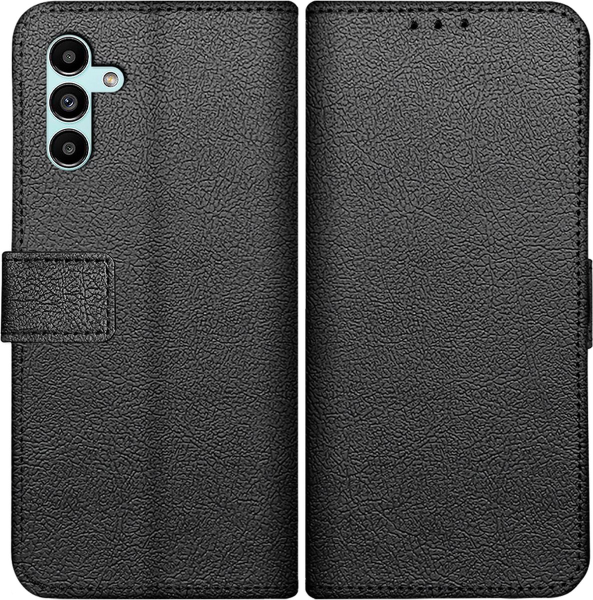 Samsung Galaxy A04s Bookcase hoesje - Just in Case - Effen Zwart - Kunstleer
