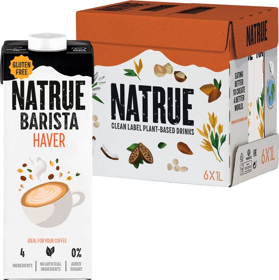 Natrue Barista Oat - plantaardige haverdrank voor in de koffie - 6 x 1 liter