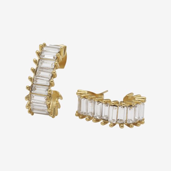 Essenza White Stone Earrings Gold
