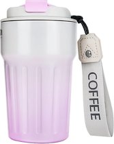 Tasse Thermos 400ml, tasses à café en acier inoxydable avec couvercle anti-fuite pour café, vin, lait, café à emporter, tasse à thé (rose)