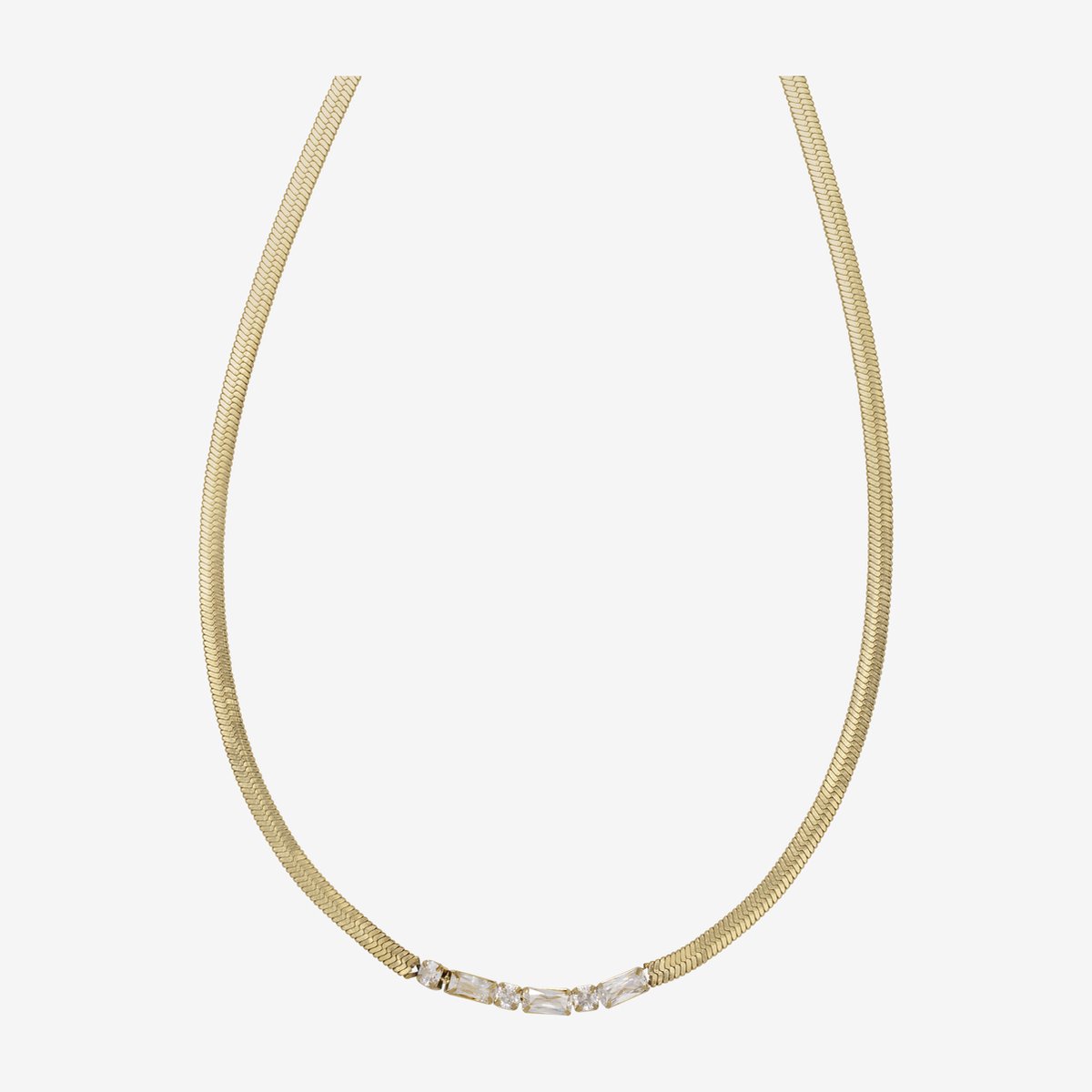 Essenza Mix White Stones Necklace Gold