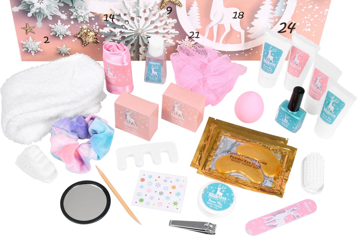 BRUBAKER Cosmetics Beauty Adventskalender 2026 - de XXL Wellness Kerstkalender voor Dames - 24 x Lichaamsverzorging Producten & Spa Accessoires - Roze – foto 2