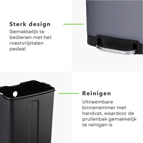 Perel Metalen pedaalemmer met uitneembare emmer en soft-close Perel Metalen pedaalemmer met uitneembare emmer en soft-close