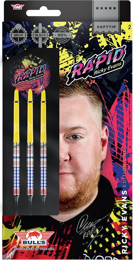 Bull's Ricky Evans 90% Tungsten 20 gram Softtip Dartpijlen