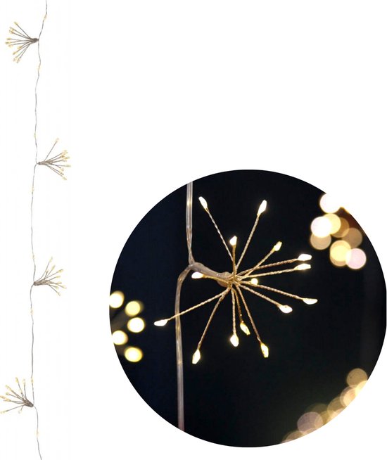 Cheqo® Lichtsnoer Vuurwerk - Fireworks - LED-Slinger - Tuinlampjes - Kerstverlichting - Kerstlampjes - LED Lichtsnoer - 6 Lichtclusters