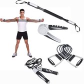 Cheqo® 5-in-1 Fitness Set - Thuis Sporten - Thuis Fitness - Springtouw met Teller - Instelbare Chest Expander - 2 Handtrainers - Power Twister - Home Gym - Conditie - Crossfit
