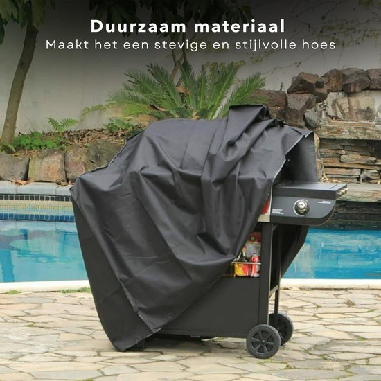 Waterdichte Barbecuehoes – Zwart, 70 Cm Diameter X 96 Cm Hoog, Met Trekkoord, Voor Kogelbarbecues