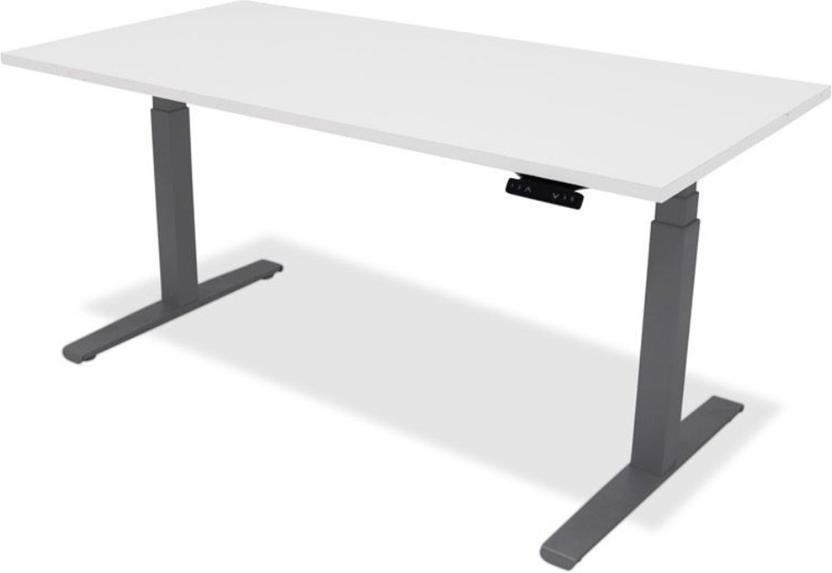 Zit sta bureau - hoog laag bureau - staan zit bureau - staand bureau  verstelbaar bureau  game bureau  180 x 80 cm  aluminium onderstel  wit bureaublad-- blad- onderstel- x80