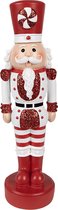 HAES DECO - Kerst Notenkraker - Kleur Rood - Formaat 11x6x37 cm - Materiaal Polyresin - Notenkraker Figuur - Notenkraker Soldaat - Kerstfiguur - Kerstdecoratie