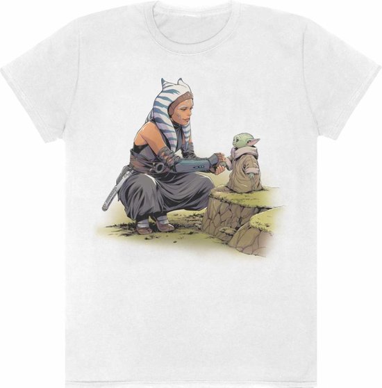 Disney Star Wars - The Mandalorian Ashoka Grogu Heren Tshirt - XL - Wit