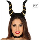 Diadeem Duivel hoorns zwart - Halloween horror thema feest evenement griezel duivel
