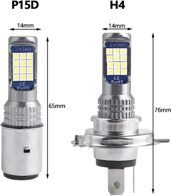 Lampe Bi- LED H4 16000 Lumen 6000k Wit Clair, CANBUS, CSP LED Watt, Voiture  - Scooter