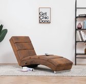 The Living Store Chaise Longue Houten Frame - 155x51x71 cm - Bruin - Massage en Verwarming - Afstandsbediening