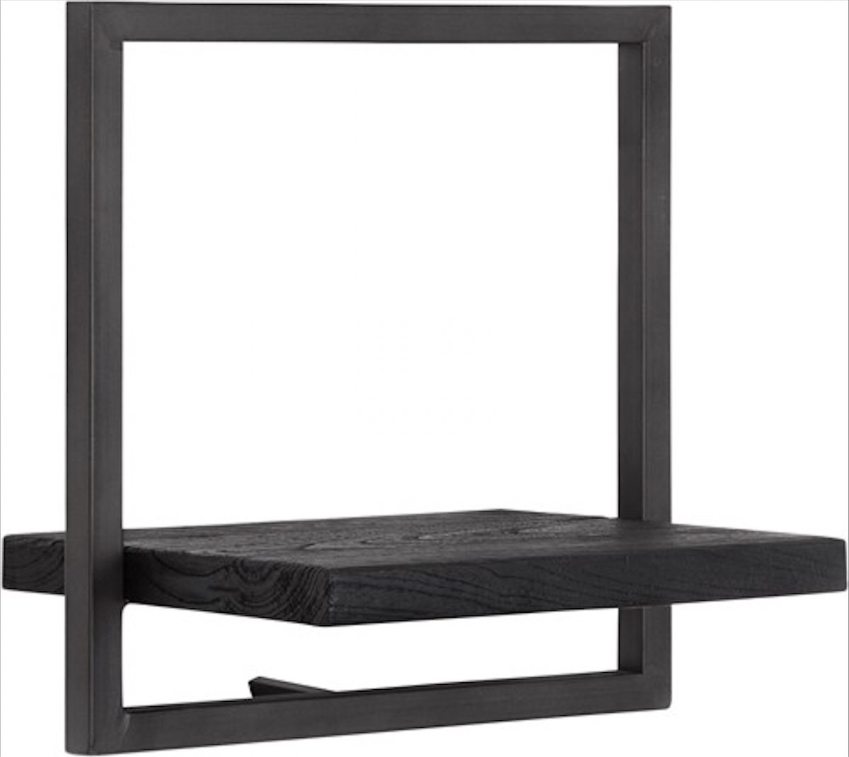 Zwart houten wandplank wandrek wanddecoratie 35x25x35 cm