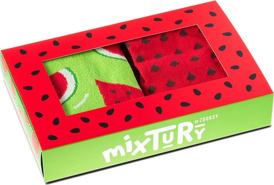 Zooksy mixTURY - Unisex Sokken - Watermelon - 2-pack - Giftbox - Maat: 36-40