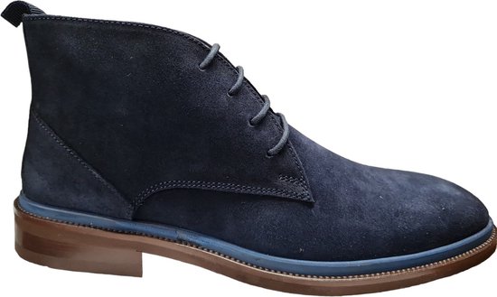 Berkelmans | Chaussure haute à lacets soignée | Daim bleu marine | Taille 44