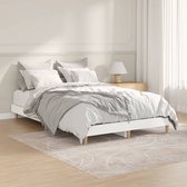 The Living Store Bedframe - Houten - Wit - 193 x 123 x 20 cm - Multiplex lattenbodem