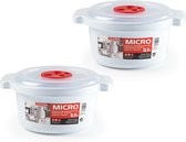 Bol pour micro-ondes Plastic Forte - 2x - couvercle/valve - 500 ml - blanc - plastique - sans BPA