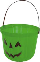 Trick or treat snoep emmertje - pompoen - groen - D20 cm - Halloween snoep ophalen