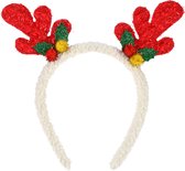 Christmas Decoration kerst diadeem/haarband - rendier gewei - rood