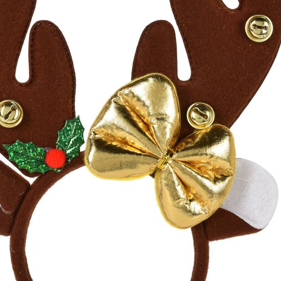 Christmas Decoration kerst diadeem/haarband -rendier gewei strik- donkerbruin