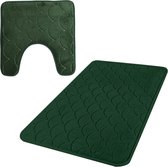 Tapis/tapis de séchage de salle de bain Urban Living - lot de 2 pièces - mousse à memory - vert foncé