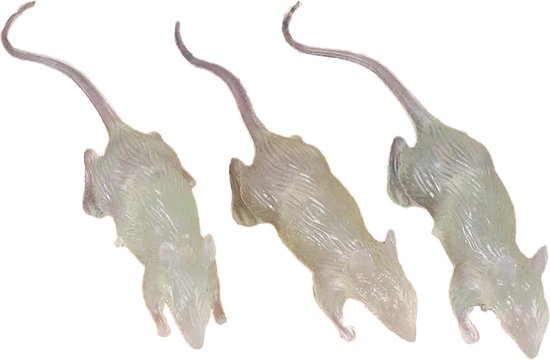 Fiestas faux rats 7 cm - brillent dans le noir - 9x - Animaux de décoration thème Horreur/ horreur