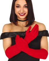Verkleed party handschoenen voor dames - polyester - rood - one size - lang model
